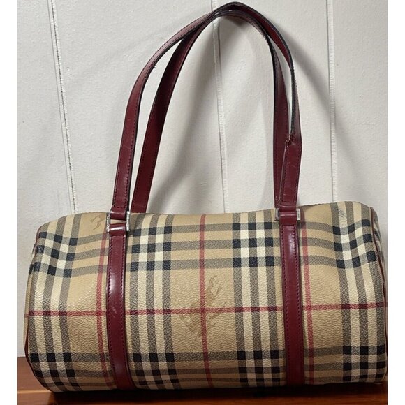 Burberry Barrel Handbag Haymarket Horse Nova Check Red - Picture 6 of 16